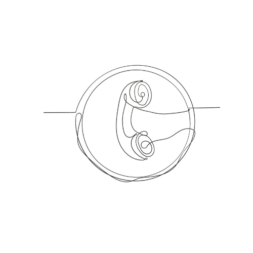 A continuous line drawing of a telephone.