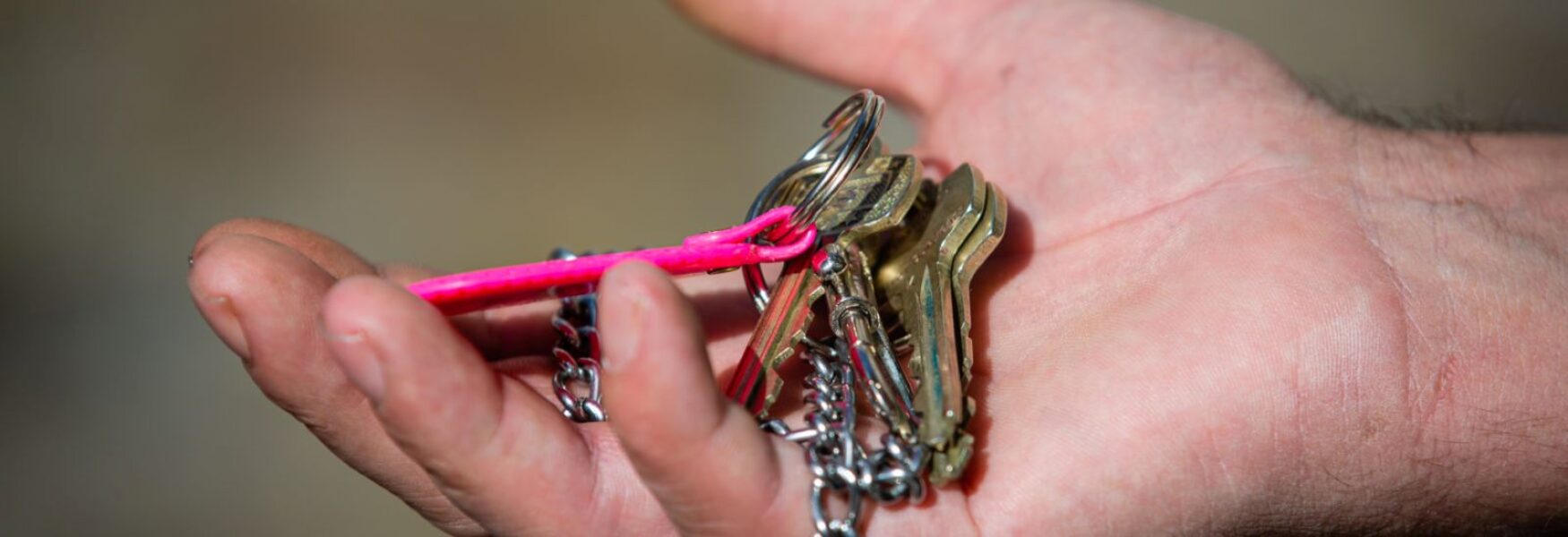A hand holding a set of keys in its palm